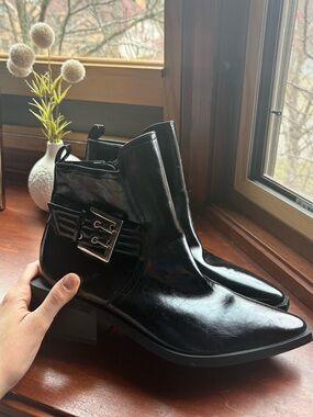 Wild Fable Patent Leather Buckle Ankle Boots